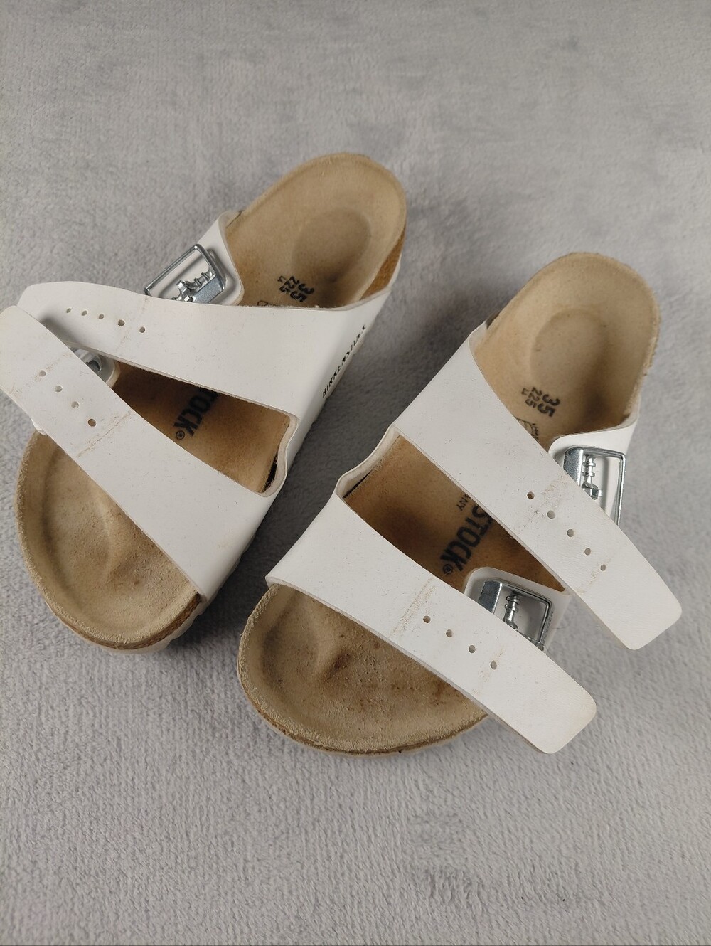 White Birkenstock Arizon Sandals, Size 35